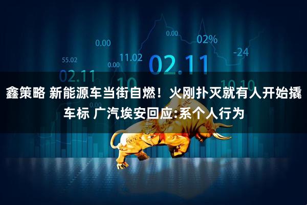 鑫策略 新能源车当街自燃！火刚扑灭就有人开始撬车标 广汽埃安回应:系个人行为